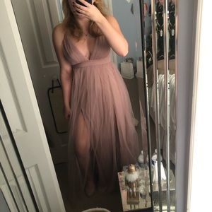 Mauve prom dress - tulle with 2 slits